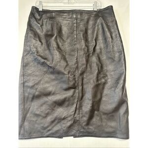 Vintage ALMA Leather Skirt Chocolate Brown Buttery Soft Genuine Leather Pencil S
